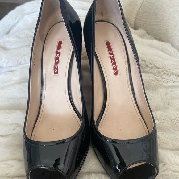 Prada Wedge shoes- Black Patient leather. - Picture 2 of 8